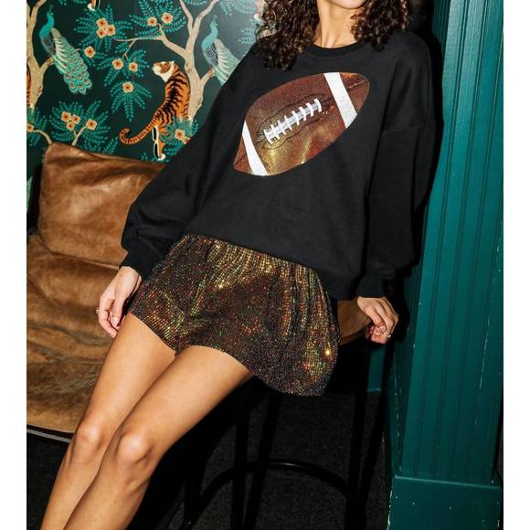 QUEEN OF SPARKLES Sweaters - NEW QUEEN OF SPARKLES football sweatshirt in black/gold